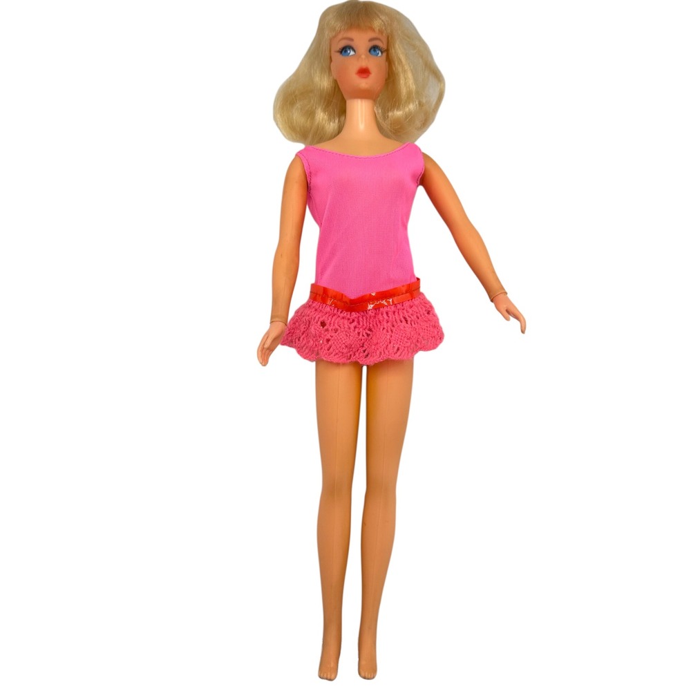 Vintage Mattel Live Action Living Barbie Doll Blonde Blue Eyes Pink Outfit